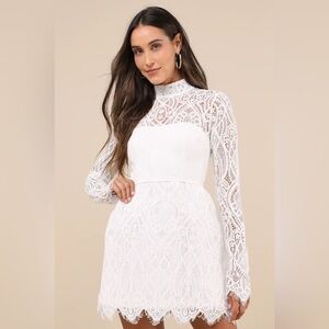 Lulus Gorgeous Attraction White Lace Mini Cocktail Dress NWT Size Large